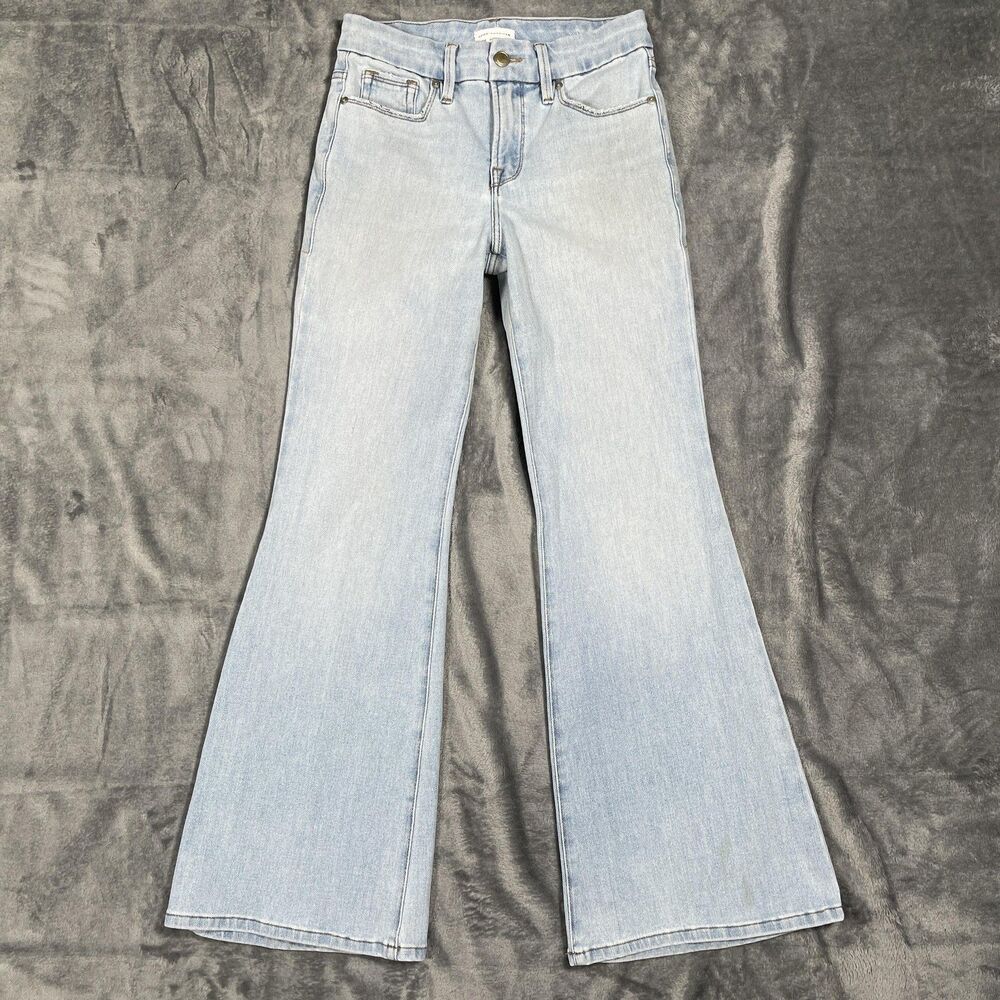 Good American Pale Blue Wide-Leg Flare Jeans